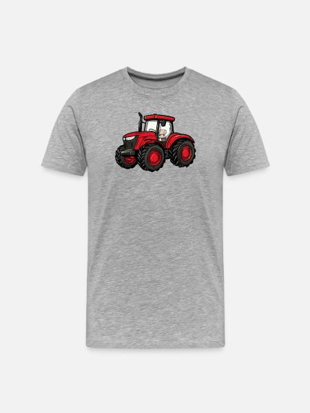 Red Tractor Cartoon - Men's Premium Organic T-Shirt - heather grey