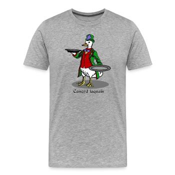 Canard laquais - humour cuisine et jeu de mots - T-shirt bio Premium Homme - gris chiné - Devant - Damien (186cm)