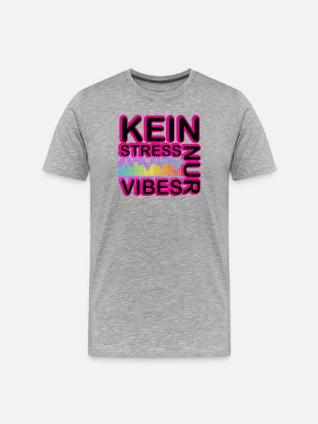 Kein Stress Vibes Neon - Männer Premium Bio T-Shirt - Grau meliert