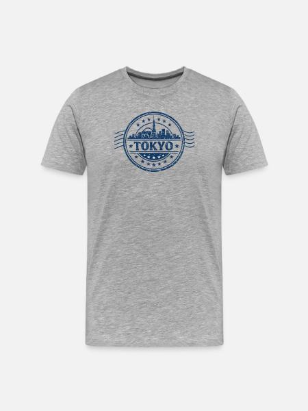 Tokyo Skyline Seal Blue - Men's Premium Organic T-Shirt - heather grey