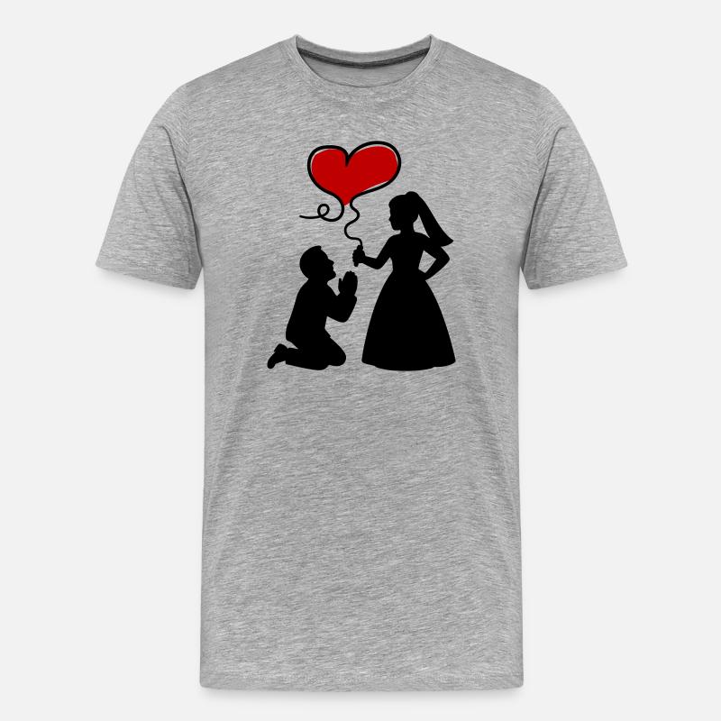 Brautpaar Ehepaar Hochzeit - Männer Premium Bio T-Shirt - Grau meliert
