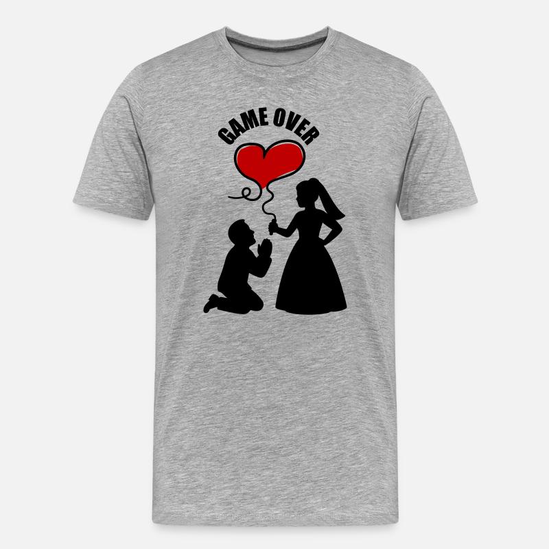 Brautpaar Ehepaar Hochzeit - Männer Premium Bio T-Shirt - Grau meliert