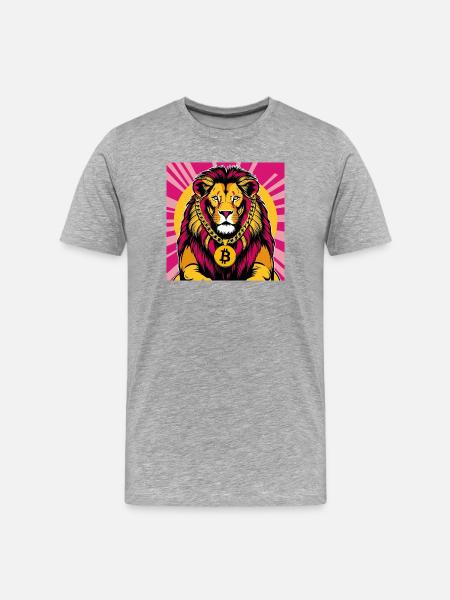 Crypto Lion Neon Pop Art - Men's Premium Organic T-Shirt - heather grey