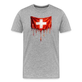 Dripping Swiss flag - Men's Premium Organic T-Shirt - heather grey - Front - Damien (186cm)