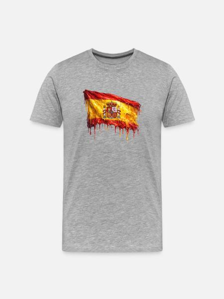 Tröpfelnde Spanienflagge Kunst - Männer Premium Bio T-Shirt - Grau meliert