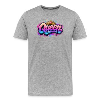 Queen Graffiti Kronen-Design - Männer Premium Bio T-Shirt - Grau meliert - Vorne - Damien (186cm)