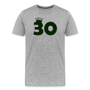 Thirty Crown Anniversary Design - Men's Premium Organic T-Shirt - heather grey - Front - Damien (186cm)