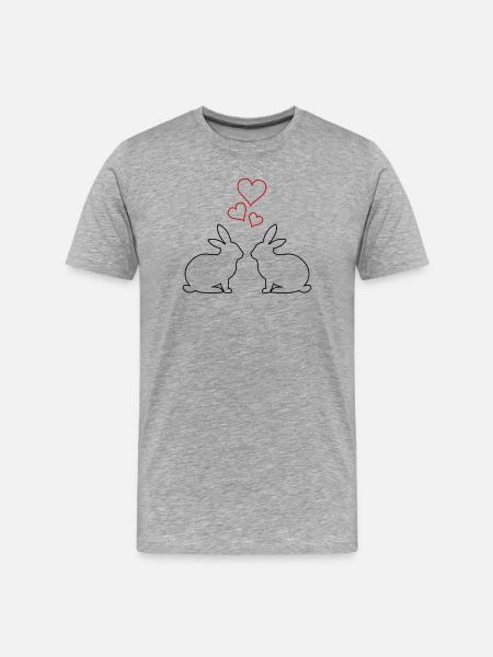 Bunny Hearts - Men's Premium Organic T-Shirt - heather grey