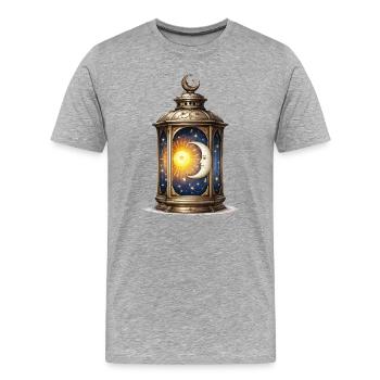 Lanterne Soleil Lune - T-shirt bio Premium Homme - gris chiné - Devant - Damien (186cm)