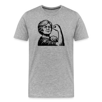 Les mamies contre la droite - T-shirt bio Premium Homme - gris chiné - Devant - Damien (186cm)