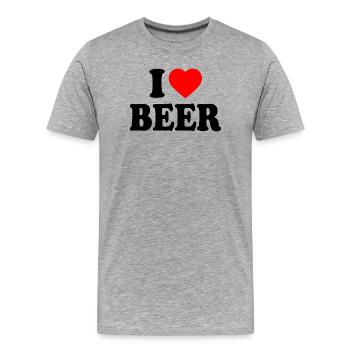 I love beer - Männer Premium Bio T-Shirt - Grau meliert - Vorne - Damien (186cm)