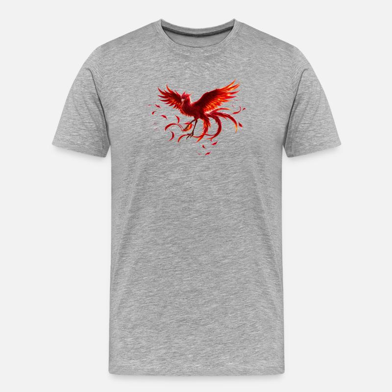 Scarlet Phoenix im Flug - Männer Premium Bio T-Shirt - Grau meliert