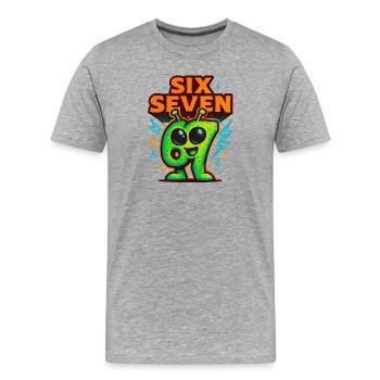 Six Seven 67 Italian Brainrot Alien Humor Funny - Men's Premium Organic T-Shirt - heather grey - Front - Damien (186cm)