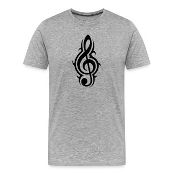 Notenschlüssel Tribal Stil Musik Liebe - Männer Premium Bio T-Shirt - Grau meliert - Vorne - Damien (186cm)