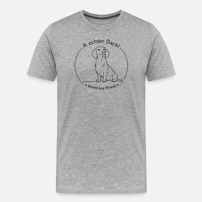 dackel kennt koa stress - Männer Premium Bio T-Shirt - Grau meliert