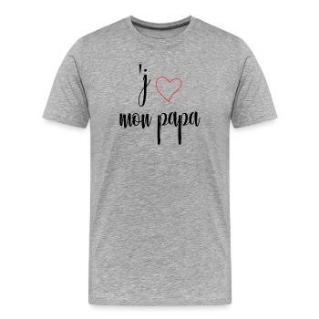 J'aime mon papa Cadeaux  - T-shirt bio Premium Homme - gris chiné - Devant - Damien (186cm)
