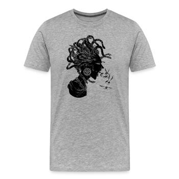 Black Médusa - T-shirt bio Premium Homme - gris chiné - Devant - Damien (186cm)