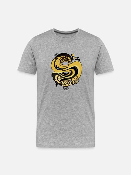 Serpent spiralé doré - T-shirt bio Premium Homme - gris chiné