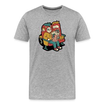 Katzenkino Popcorn Lounge - Männer Premium Bio T-Shirt - Grau meliert - Vorne - Damien (186cm)