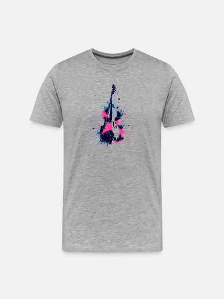 Art Kontrabass - Männer Premium Bio T-Shirt - Grau meliert