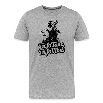 Tiefe Töne Tiefe Vibes Cello Musik - Männer Premium Bio T-Shirt - Grau meliert - Vorne - Damien (186cm)