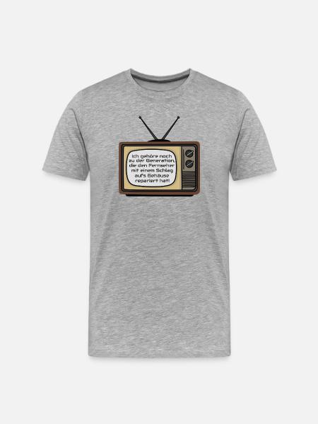 Retrofernseher: Schlag aufs Gehäuse - Männer Premium Bio T-Shirt - Grau meliert