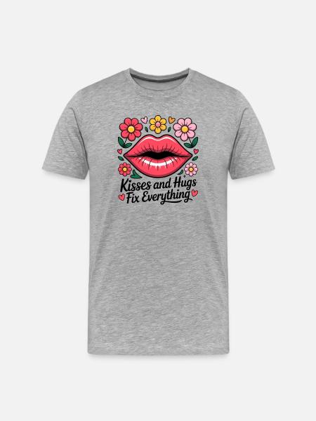 Kisses and hugs heal everything - Men's Premium Organic T-Shirt - heather grey