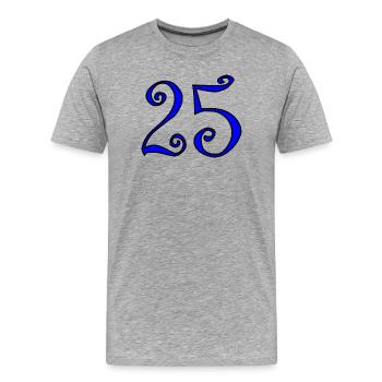 25. 25 ANS. 25e ANNIVERSAIRE. ANNIVERSAIRE 25 ANS. - T-shirt bio Premium Homme - gris chiné - Devant - Damien (186cm)