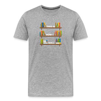 Lecteur Bookaholic Love Books Heartbeat - Livre lu - T-shirt bio Premium Homme - gris chiné - Devant - Damien (186cm)