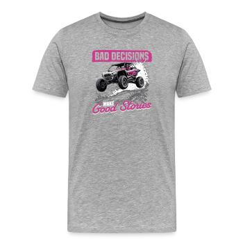 UTV Fille tout-terrain Femme 4 roues côte à côte - T-shirt bio Premium Homme - gris chiné - Devant - Damien (186cm)