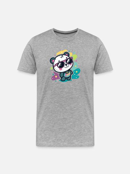 Panda Pop Pink Glasses - Men's Premium Organic T-Shirt - heather grey