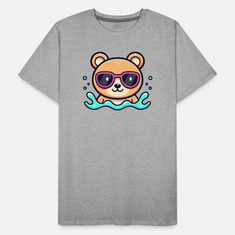 Teddy Bear Beach Pink Glasses Men's Premium Organic T-Shirt