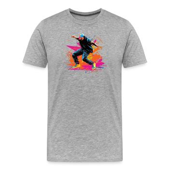Retro B Boy Synthwave - Männer Premium Bio T-Shirt - Grau meliert - Vorne - Damien (186cm)