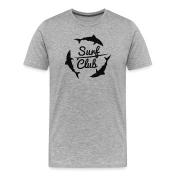 Surf Club Shark Ocean Surfing Beach Vintage Design - T-shirt bio Premium Homme - gris chiné - Devant - Damien (186cm)