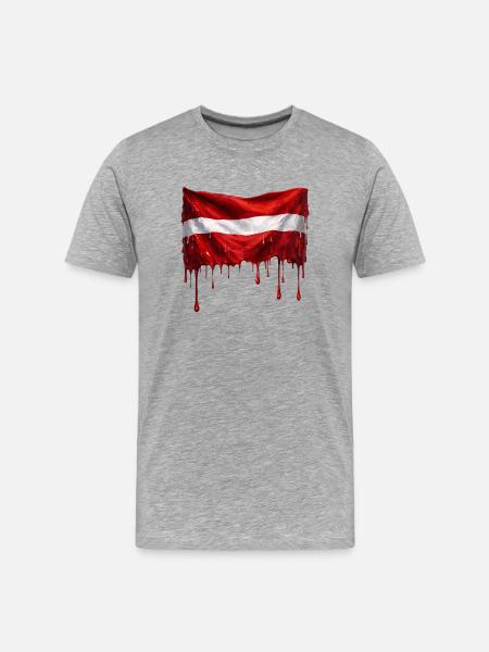 Drapeau letton couleur - T-shirt bio Premium Homme - gris chiné
