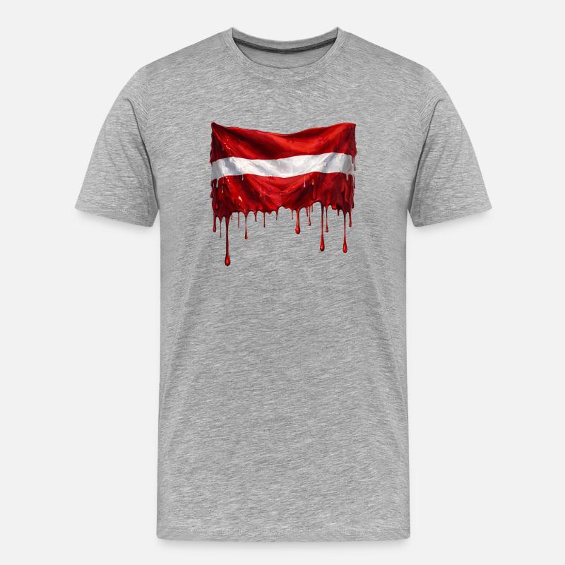 Lettische Flagge bunte Farbe - Männer Premium Bio T-Shirt - Grau meliert