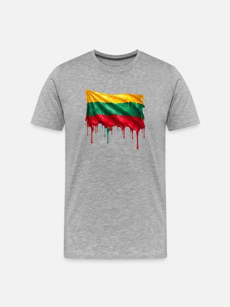 Drapeau lituanien couleur - T-shirt bio Premium Homme - gris chiné