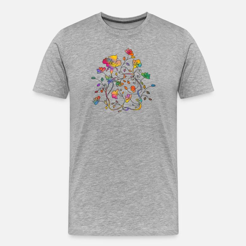 Blumen - Männer Premium Bio T-Shirt - Grau meliert