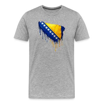 Drapeau de Bosnie-Herzégovine couleur - T-shirt bio Premium Homme - gris chiné - Devant - Damien (186cm)