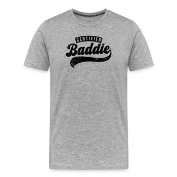 Méchant certifié - T-shirt bio Premium Homme - gris chiné - Devant - Damien (186cm)