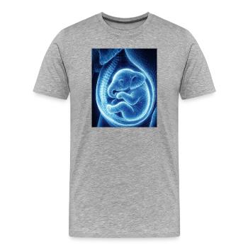 Blue Ultrasonic Baby in Womb - Men's Premium Organic T-Shirt - heather grey - Front - Damien (186cm)
