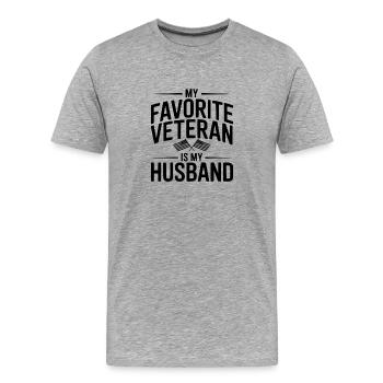 Mein Lieblingsveteran ist mein Mann - Männer Premium Bio T-Shirt - Grau meliert - Vorne - Damien (186cm)
