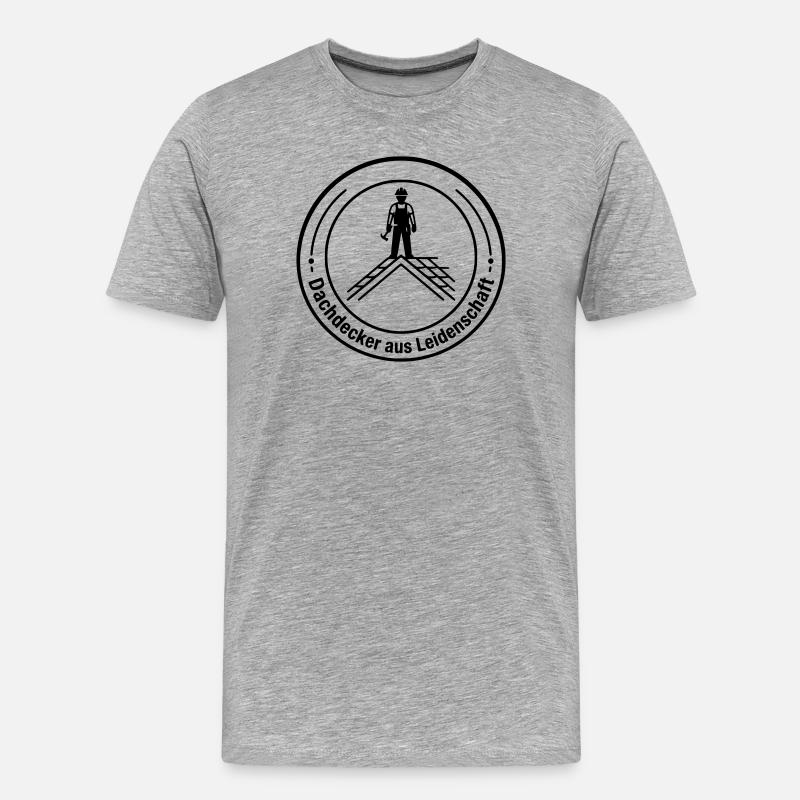 Dachdecker Leidenschaft Badge - Männer Premium Bio T-Shirt - Grau meliert