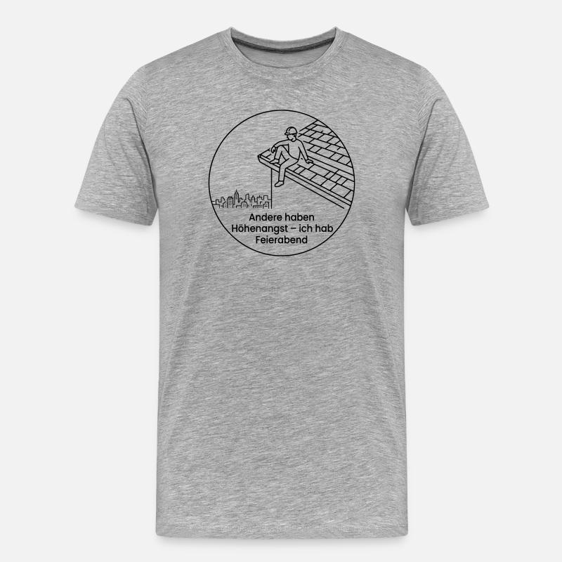 Dachdecker Höhenangst Feierabend - Männer Premium Bio T-Shirt - Grau meliert