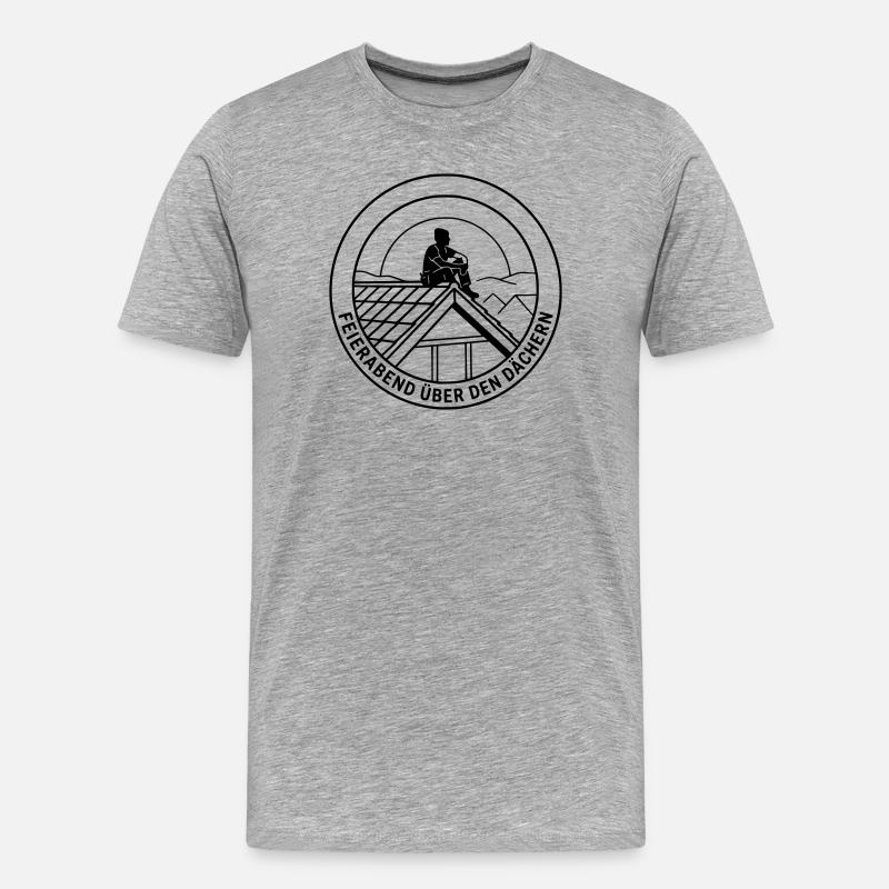 Dachdecker Feierabend über den Dächern - Männer Premium Bio T-Shirt - Grau meliert