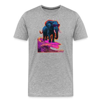 Elefant Surfen Wellenreiten - Männer Premium Bio T-Shirt - Grau meliert - Vorne - Damien (186cm)