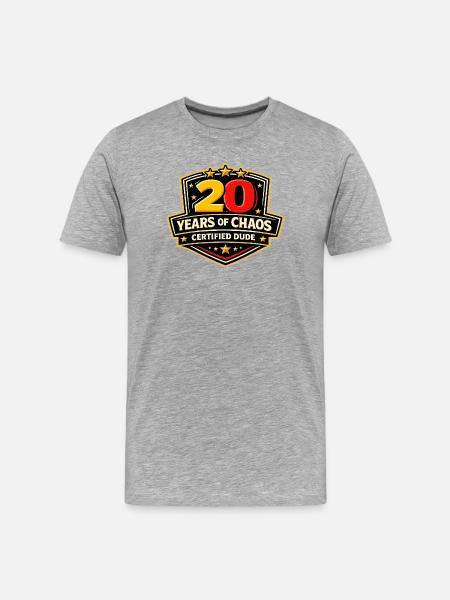 20 years of Chaos Certified Dude - Men's Premium Organic T-Shirt - heather grey