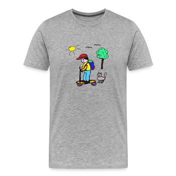 Enfants enfants Enfants Enfants Amis chats à l’école - T-shirt bio Premium Homme - gris chiné - Devant - Damien (186cm)