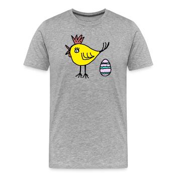 Œufs de poulet poussin de Pâques Enfants - T-shirt bio Premium Homme - gris chiné - Devant - Damien (186cm)