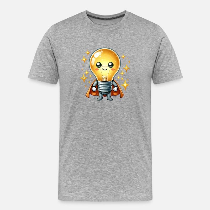 Glühbirne Superheld Helden Lampe - Männer Premium Bio T-Shirt - Grau meliert